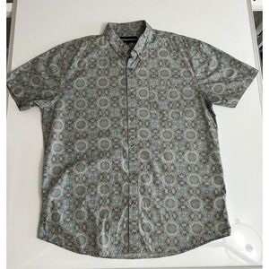 MOLOKAI SURF CO Mens Button Up Shirt Short Sleeve Geometric Print Size XL